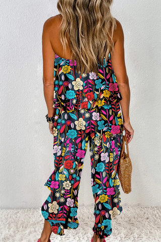 Printed Tube Wide Leg Jumpsuit Divacious