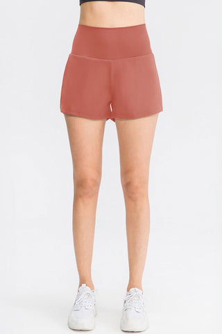 Wide Waistband Sports Shorts with Pockets Divacious