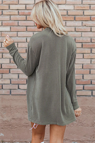 Textured Open Front Long Sleeve Cover Up Divacious