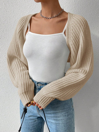 Open Front Long Sleeve Cropped Cardigan - Divacious