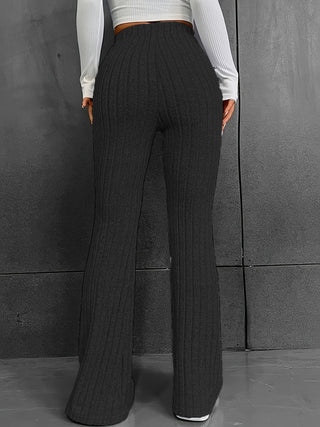 Ribbed High Waist Bootcut Pants Divacious