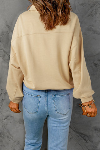 Half Snap Long Sleeve Sweatshirt Divacious