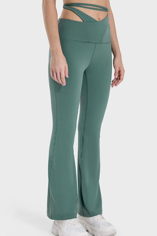 Millennia Tied Mid-Rise Waist Active Pants Trendsi