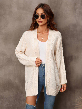 Warm Fall Mixed Knit Open Front Longline Cardigan Divacious