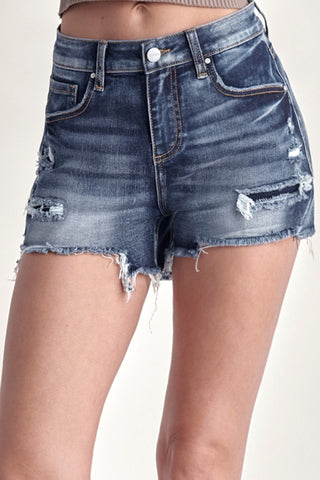 Mid Rise Raw Hem Denim Shorts Divacious