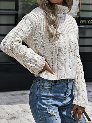 Cable-Knit Turtleneck Sweater Divacious