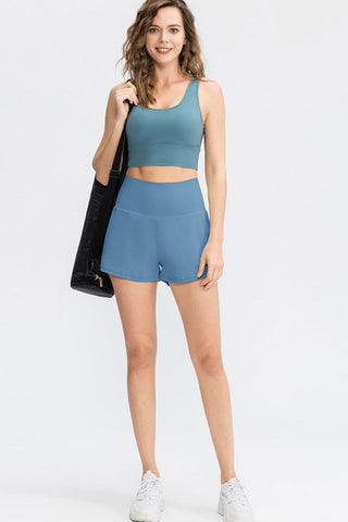 Wide Waistband Sports Shorts with Pockets Divacious