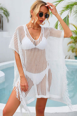 Angel Wings Fringe Trim Openwork Cover Up Divacious