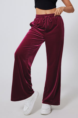 Drawstring Wide Leg Active Pants Trendsi