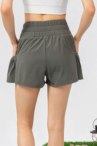 Elastic Waist Pocketed Active Shorts Trendsi