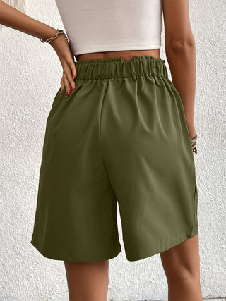 Pocketed Half Elastic Waist Shorts Divacious