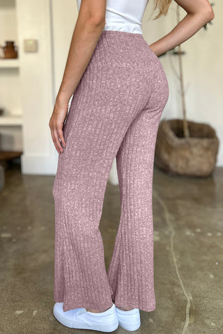 Ribbed High Waist Flare Pants Divacious