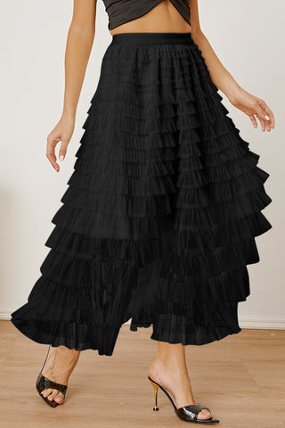 Ruched High Waist Tiered Skirt - Divacious