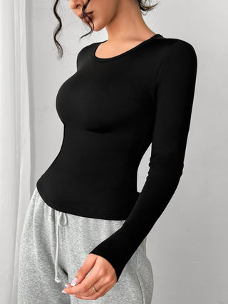 Round Neck Long Sleeve T-Shirt - Divacious