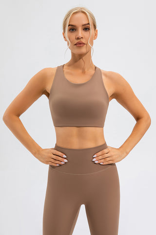 Round Neck Cutout Cropped Active Tank Trendsi