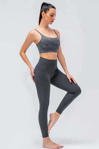 Breathable Wide Waistband Active Leggings with Pockets Trendsi