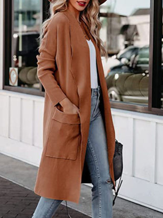 Open Front Dropped Shoulder Outerwear Divacious