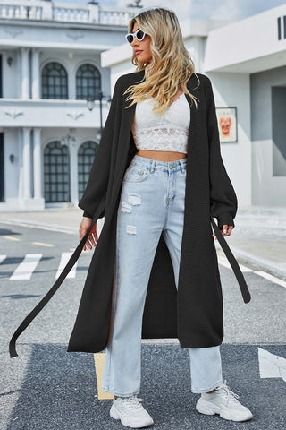 Tie Waist Longline Cardigan Divacious