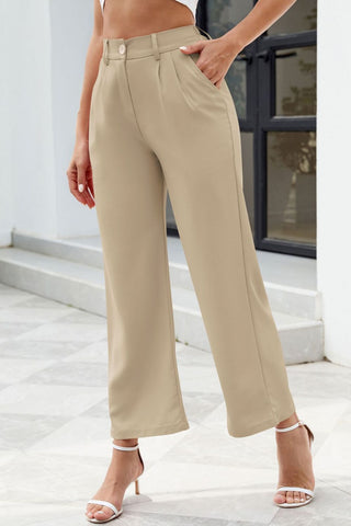 Pocketed High Waist Pants Divacious