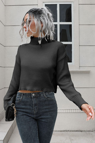 Turtleneck Dropped Shoulder Sweater Divacious