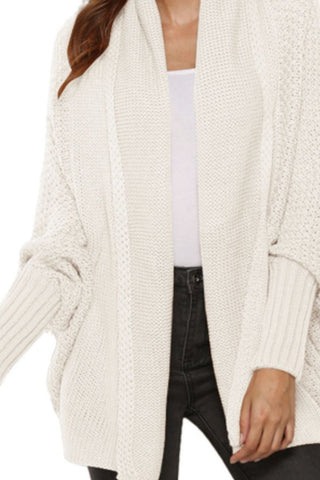 Open Front Batwing Sleeve Cardigan Divacious