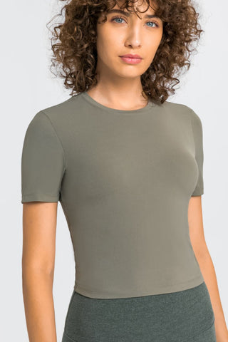 Millennia Round Neck Short Sleeve Yoga Tee Trendsi