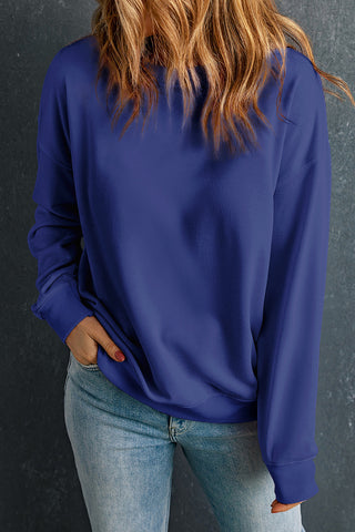 Round Neck Dropped Shoulder Sweatshirt Divacious