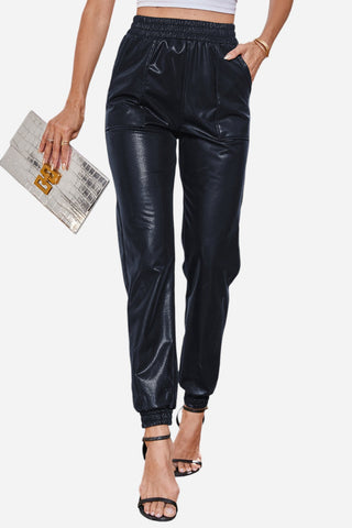 Elastic Waist Joggers with Pockets Divacious