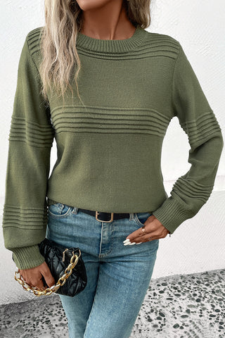 Round Neck Long Sleeve Sweater Divacious