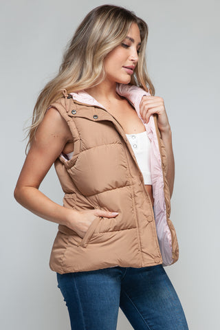 Snobbish Snap and Zip Closure Hooded Vest Trendsi