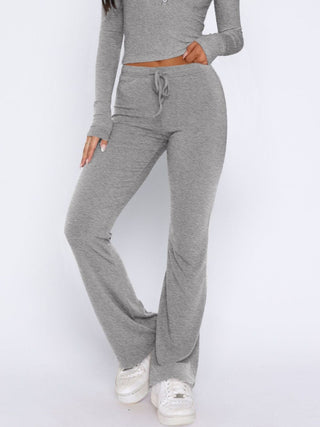 V-Neck Long Sleeve Top and Pants Set - Divacious