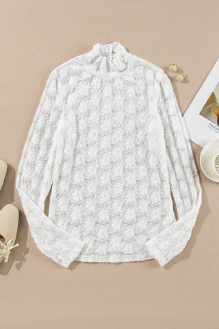 Lace Mock Neck Long Sleeve Top - Divacious