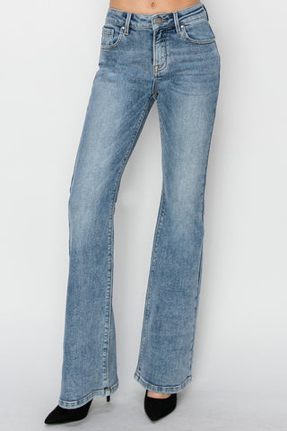 Full Size Mid Rise Bootcut Jeans Divacious