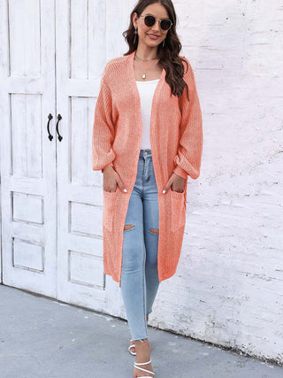 Open Front Longline Cardigan with Pockets Divacious