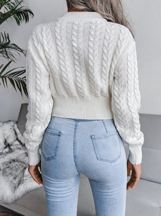 Cable-Knit Round Neck Sweater Divacious