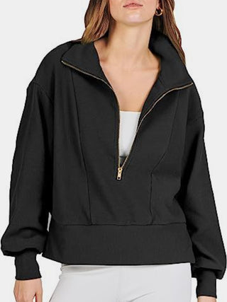 Half Zip Up Collared Sweatshirts Divacious