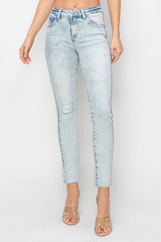 Full Size High Rise Distressed Skinny Jeans Divacious