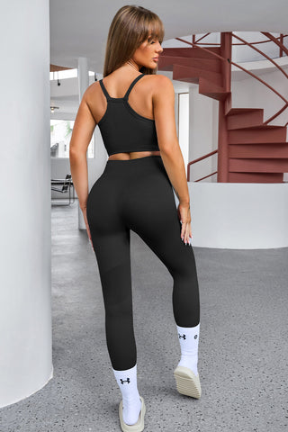 Tank Cropped Active Top and Pants Set Trendsi