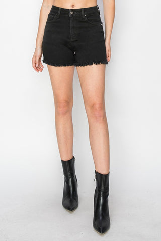 Full Size High Waist Raw Hem Denim Shorts Divacious