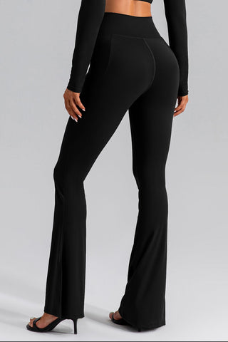 High Waist Slit Pocketed Active Pants Trendsi