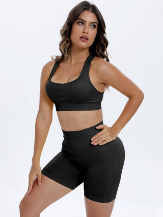 Scoop Neck Wide Strap Top and Shorts Active Set Trendsi