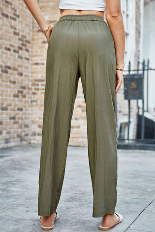 Elastic Waist Wide Leg Pants Divacious