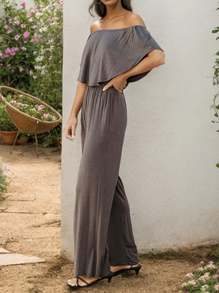 Off-Shoulder Wide Leg Jumpsuit Divacious