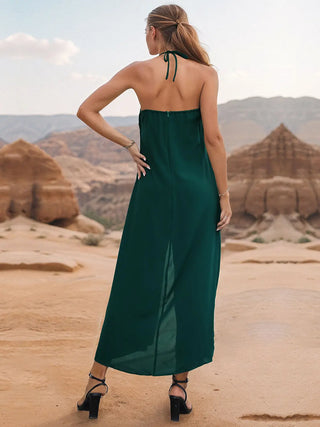 Layered Halter Neck Wide Leg Jumpsuit Divacious