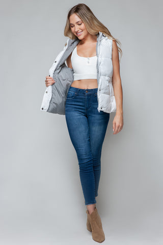 Snobbish Snap and Zip Closure Hooded Vest Trendsi