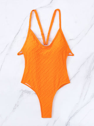 Backless Spaghetti Strap One-Piece Swimwear Divacious