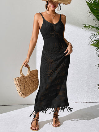 Openwork Scoop Neck Cover-Up Dress Trendsi