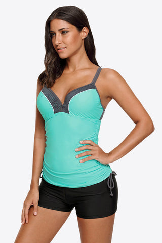 Contrast Sweetheart Neck Swim Cami Divacious