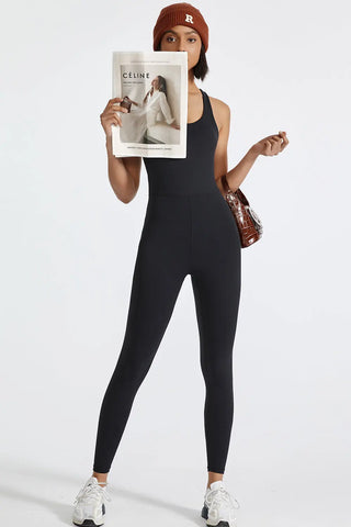 Crisscross Back Wide Strap Active Jumpsuit Divacious