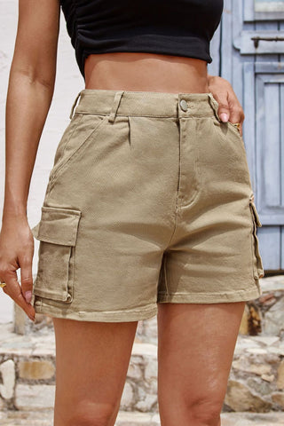 Pocketed High Waist Shorts Divacious